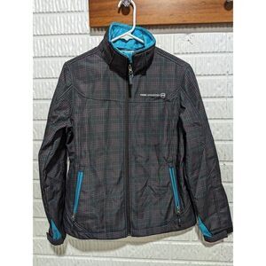 Free Country Women’s Teal Plush Lined Plaid Full Zip Ski Jacket Size Medium